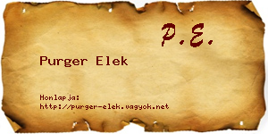 Purger Elek névjegykártya